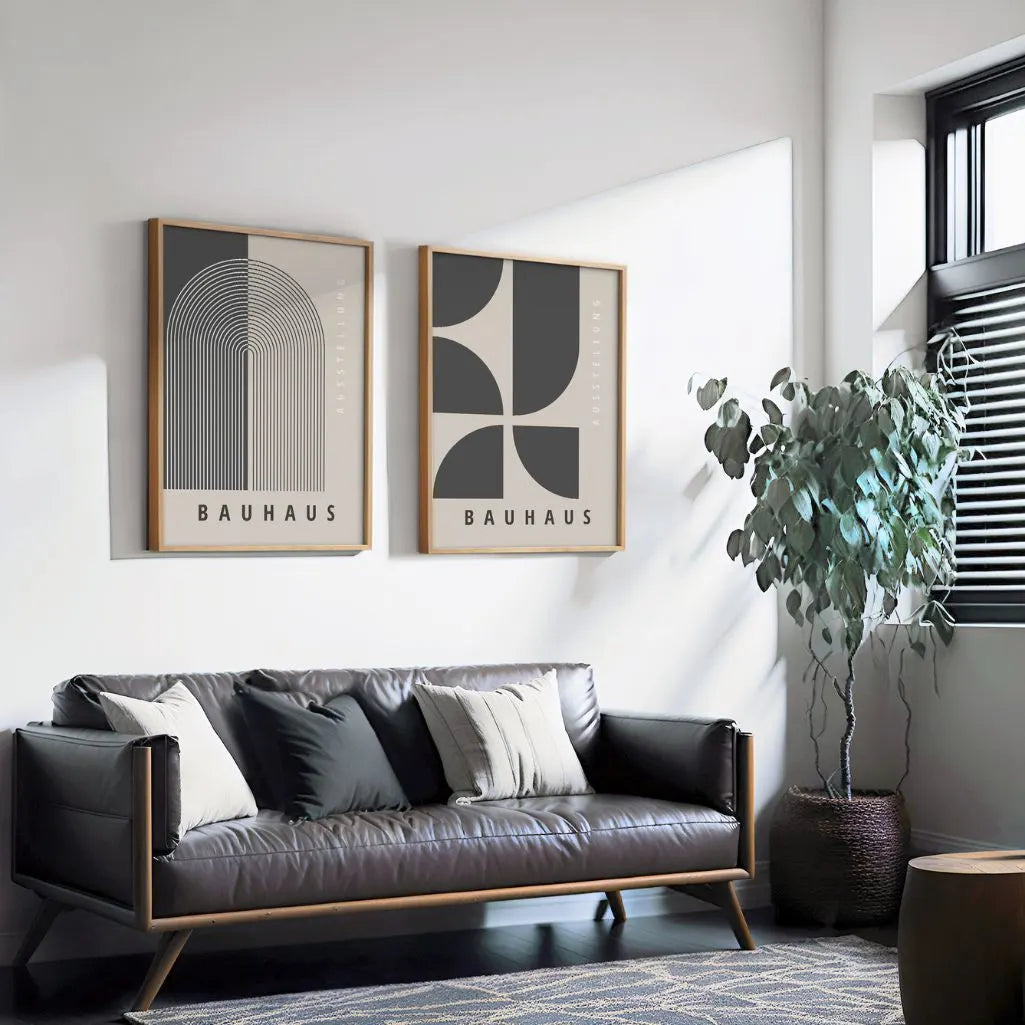 Bauhaus Graphit Geometrie – 2er Poster-Set