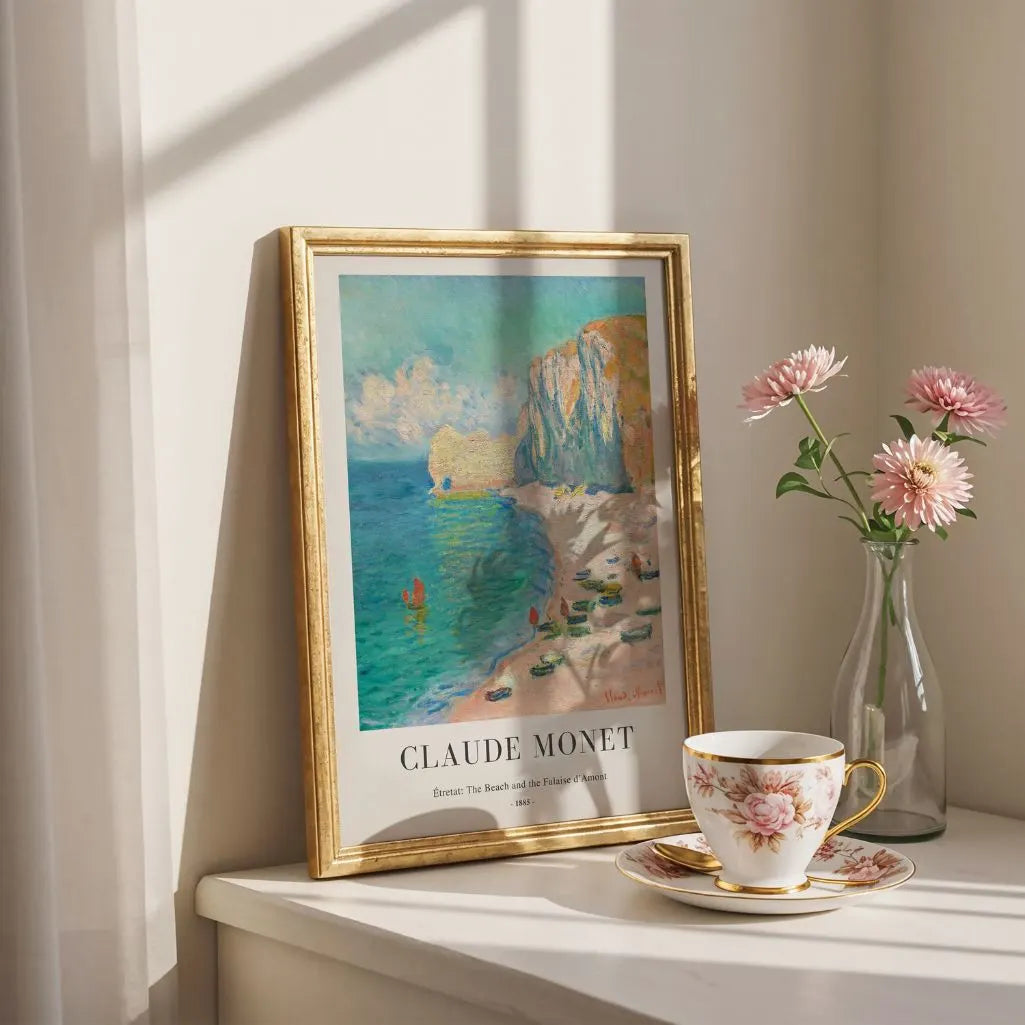 Claude Monet – Étretat: Strand und Falaise d’Amont (1885) Poster