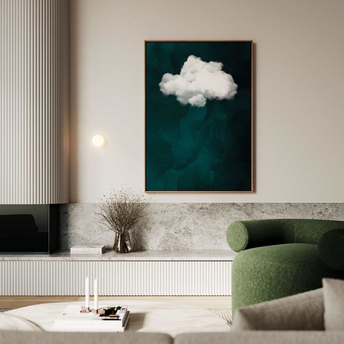 Gerahmtes Leinwandbild - Minimalistische Wolke