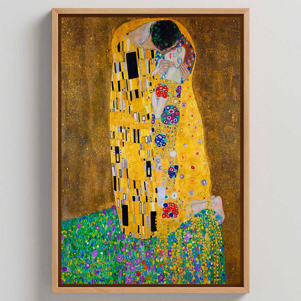 Gerahmtes Leinwandbild – Der Kuss, (1909)