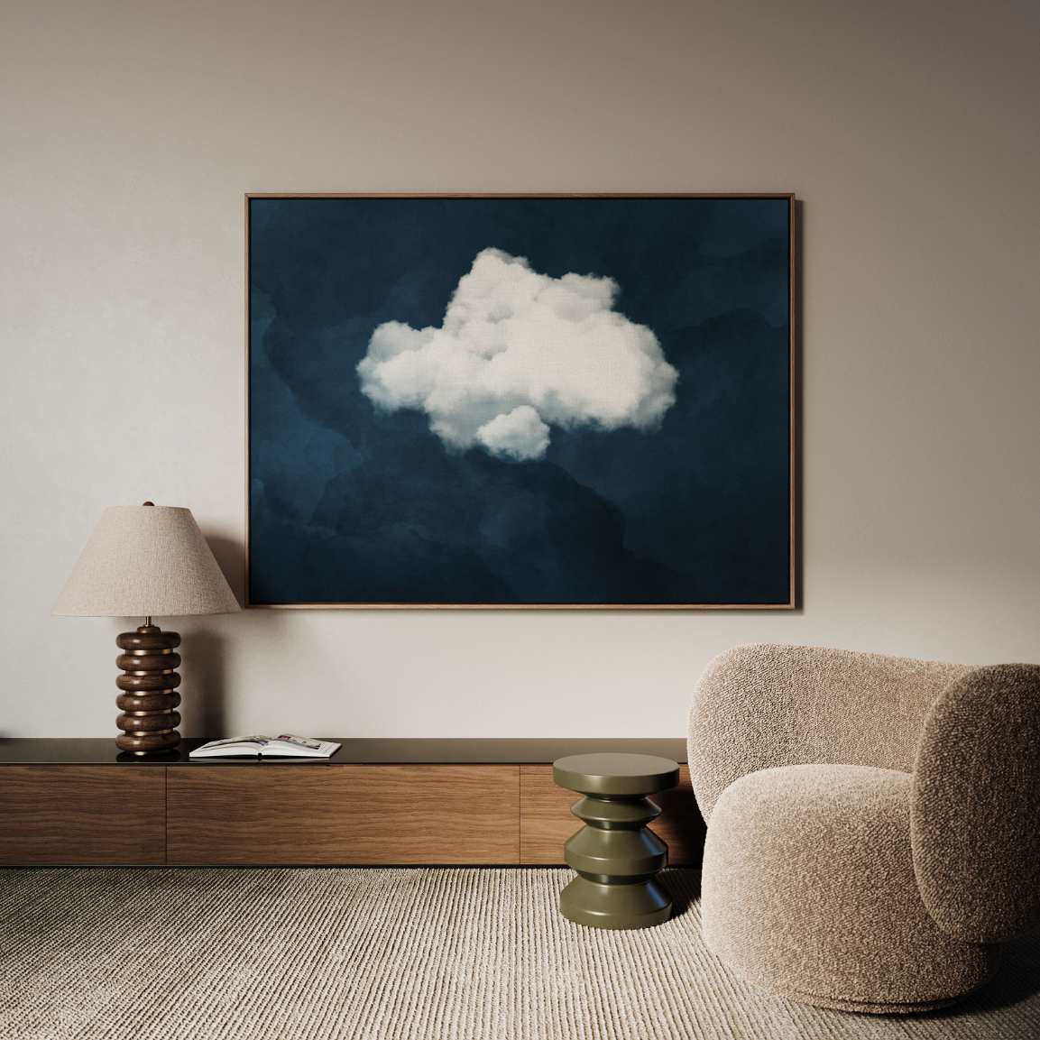 Gerahmtes Leinwandbild - Weiße Wolke