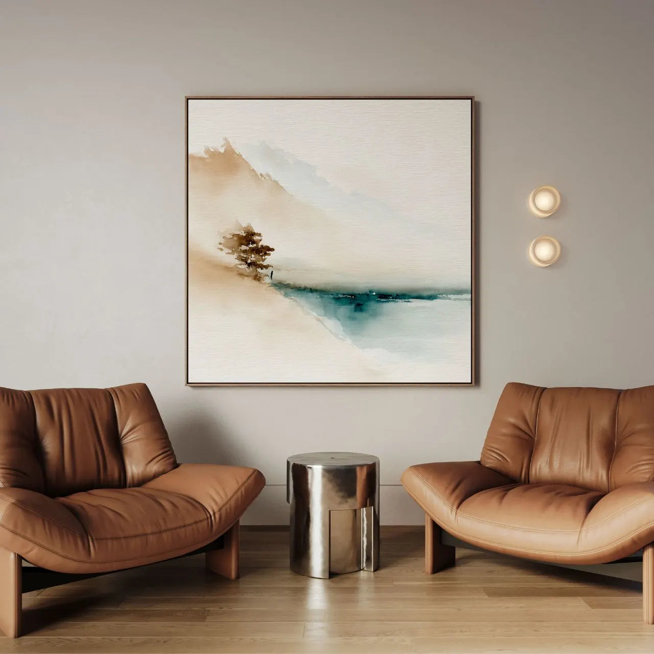 Gerahmtes Leinwandbild – Stille am Ufer