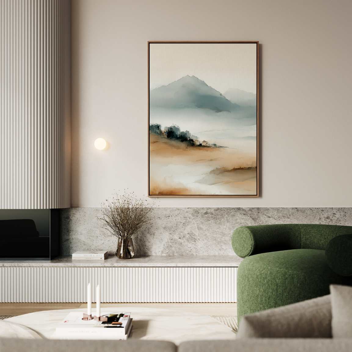 Gerahmtes Leinwandbild - Aquarelllandschaft