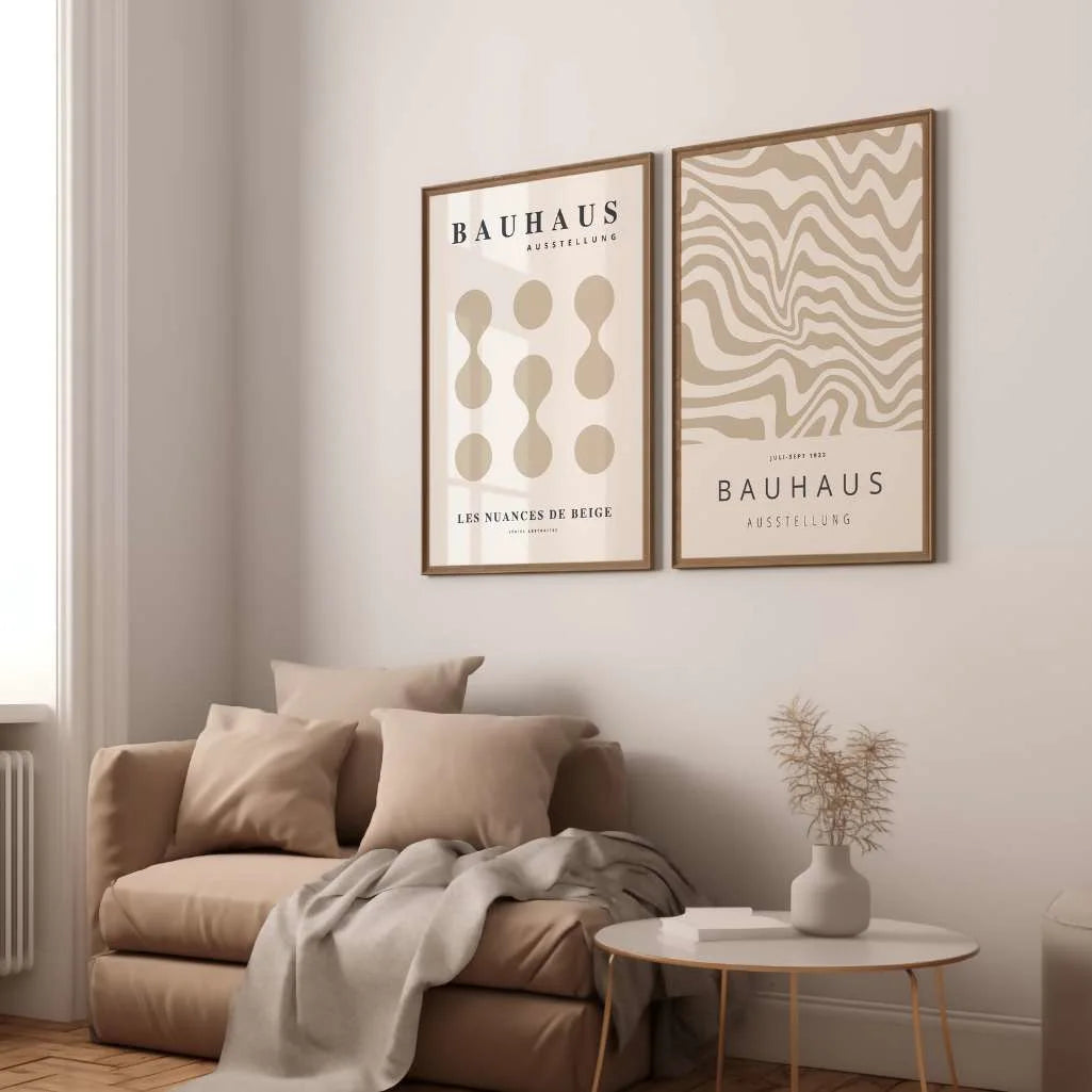 Bauhaus Abstrakt Beige – 2er Poster-Set