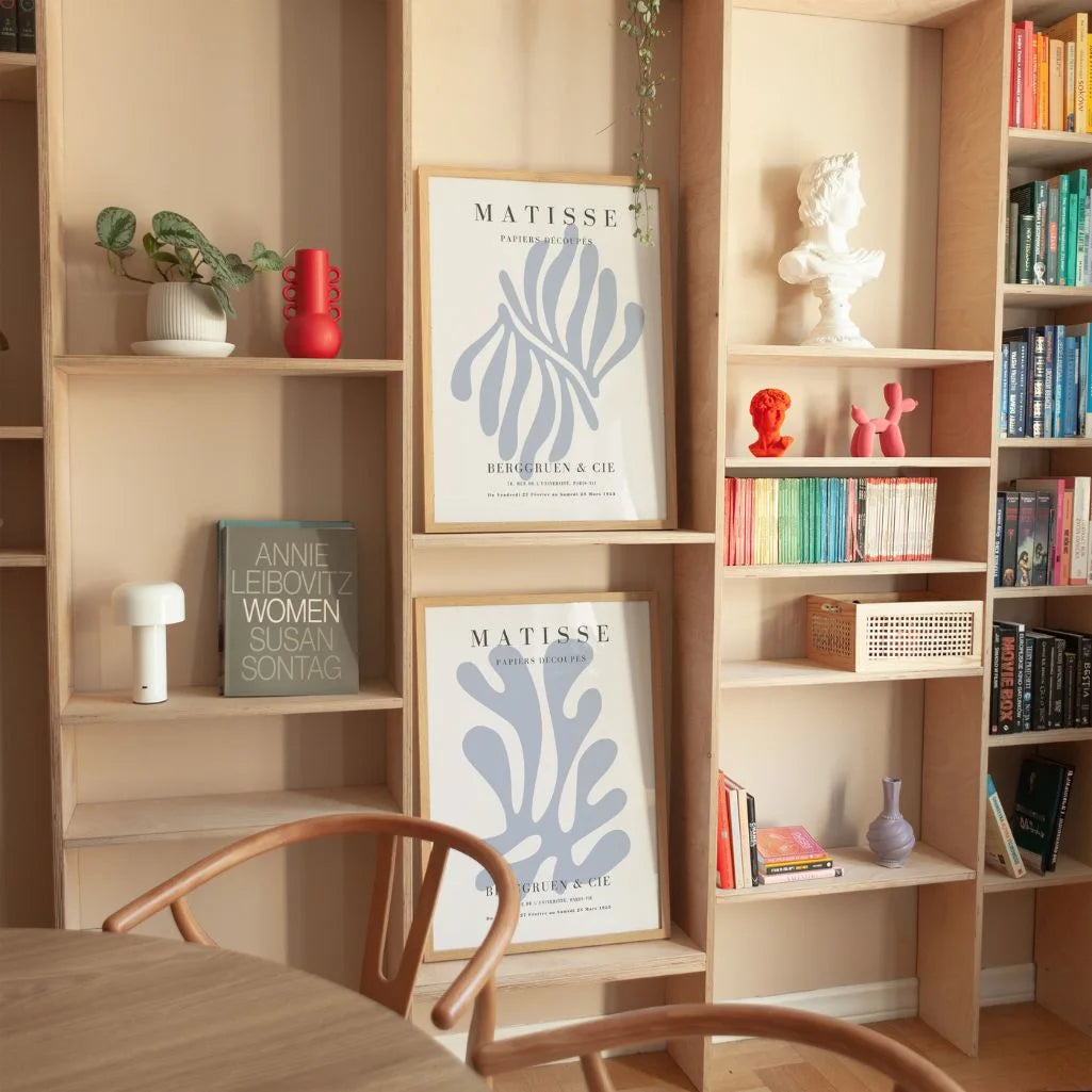 Set mit 2 Matisse-Postern – Hellblaue organische Kunst (Kopie)