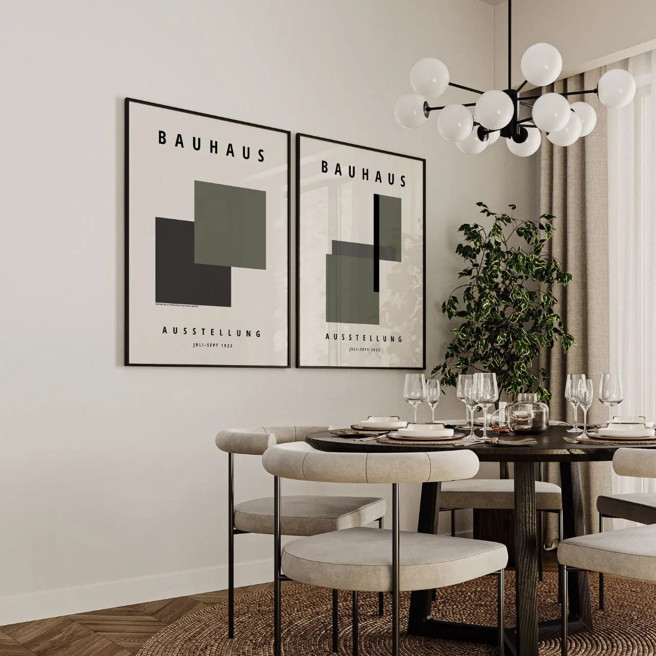 Bauhaus Grün Graphit – 2er Poster-Set
