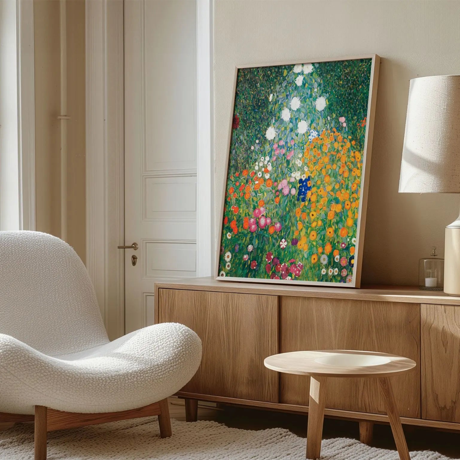 Gerahmtes Leinwandbild – Blumengarten