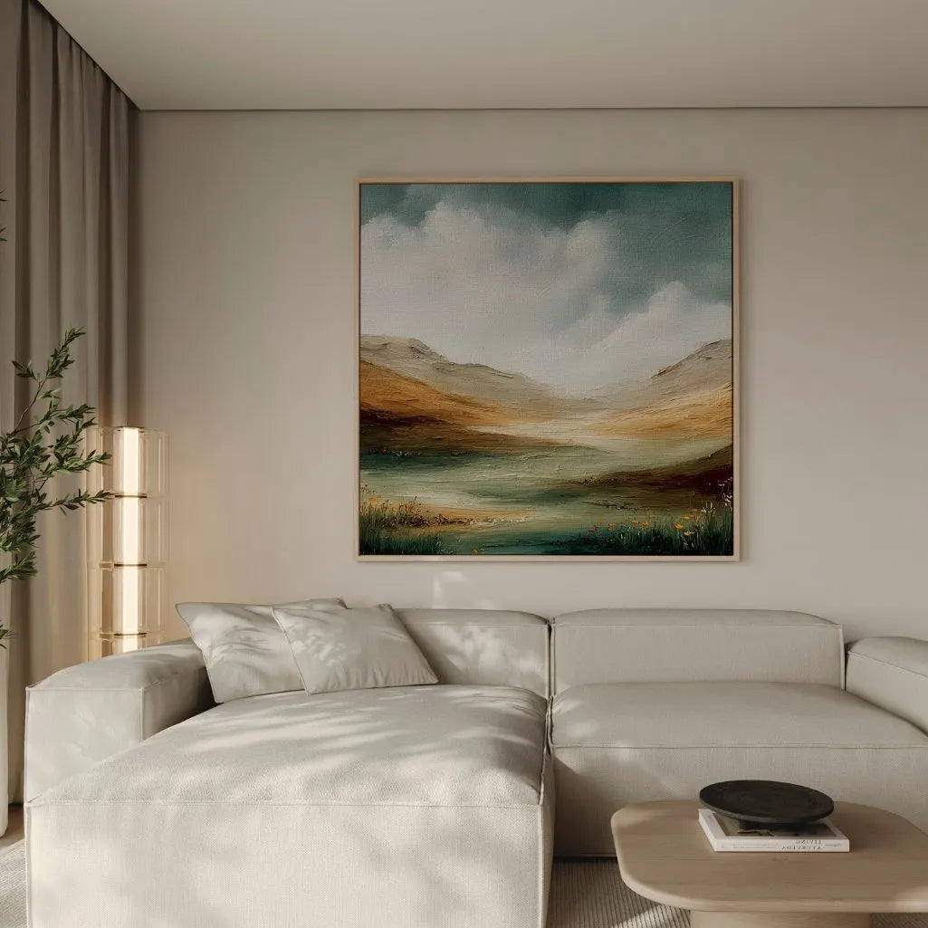 Gerahmtes Leinwandbild – Grünes Tal