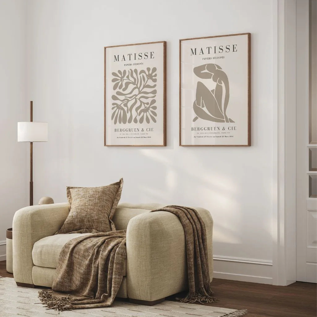 Set mit 2 Matisse-Poster – Beige abstrakte Ausschnitte 