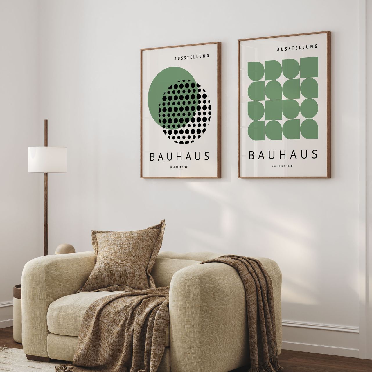 Bauhaus Grün Geometrie – 2er-Poster-Set