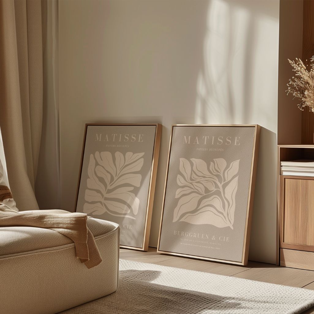 Set mit 2 Matisse-Postern – Beige organische Formen 