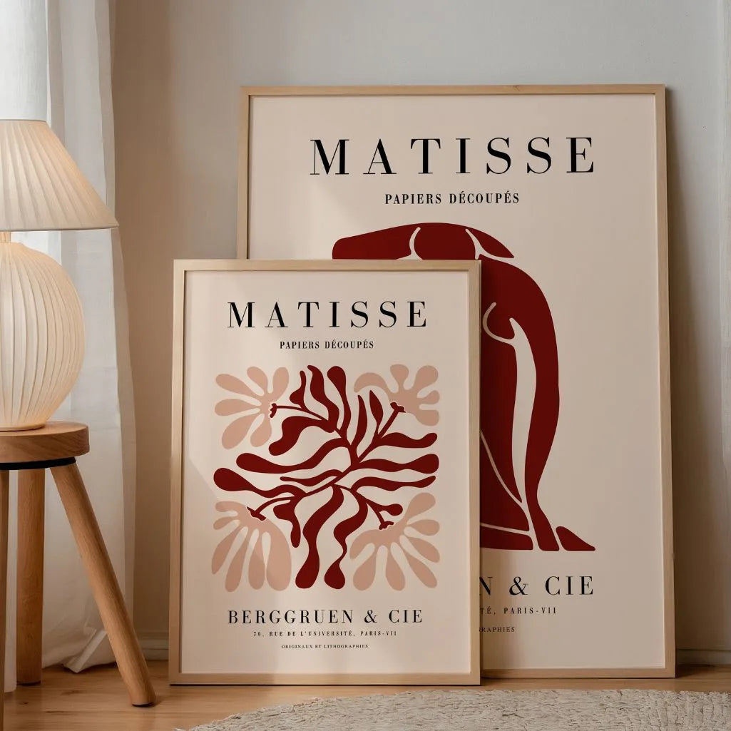 Set mit 2 Matisse-Postern – Rote künstlerische Abstraktionen