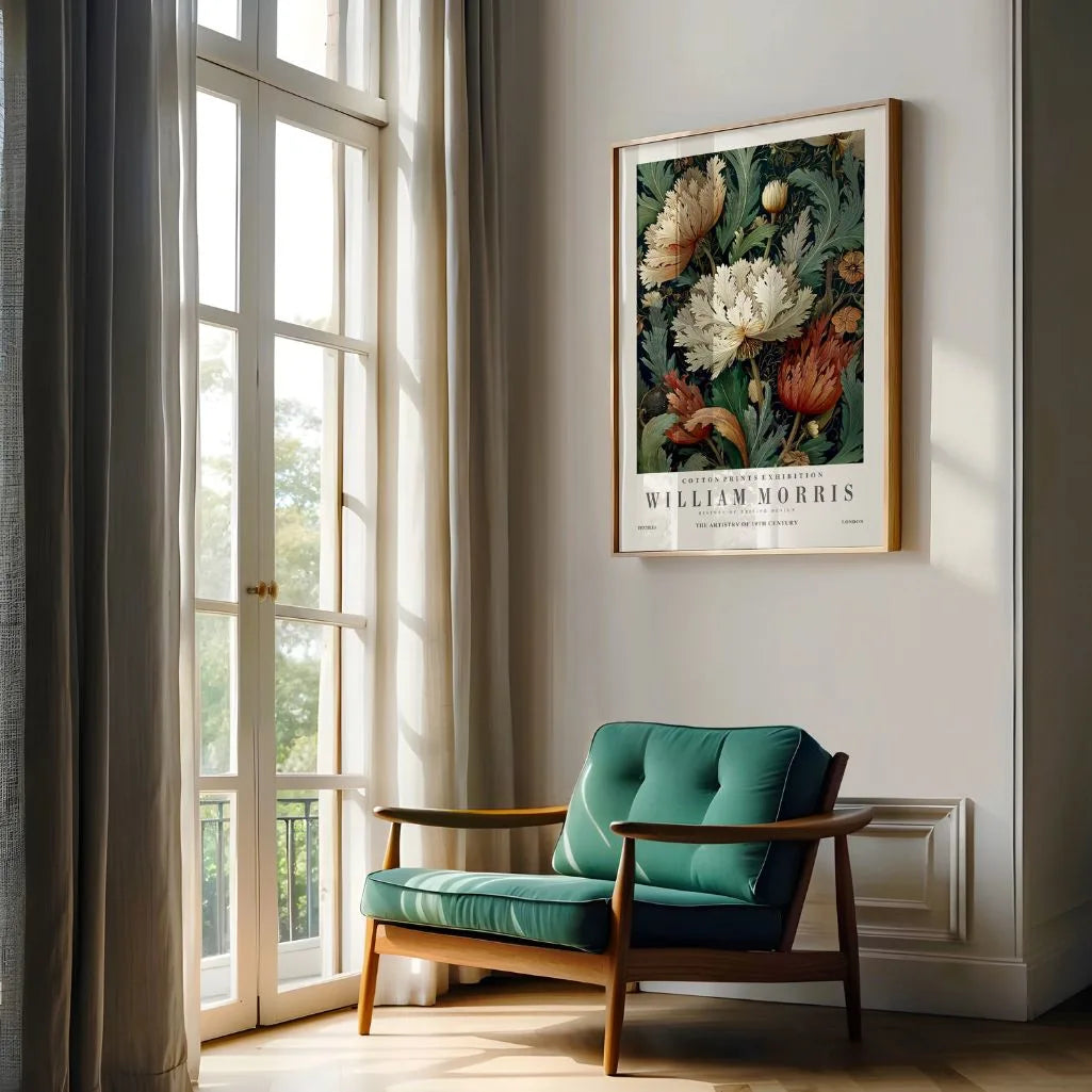 Poster – Creme, Rotblüten Ornament