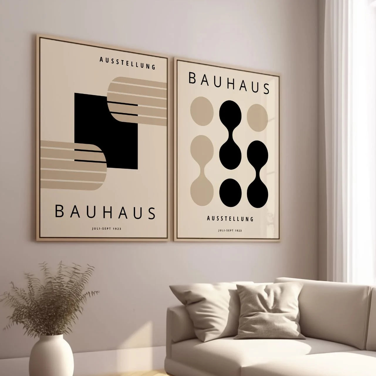 Bauhaus Geometrie Beige – 2er Poster-Set
