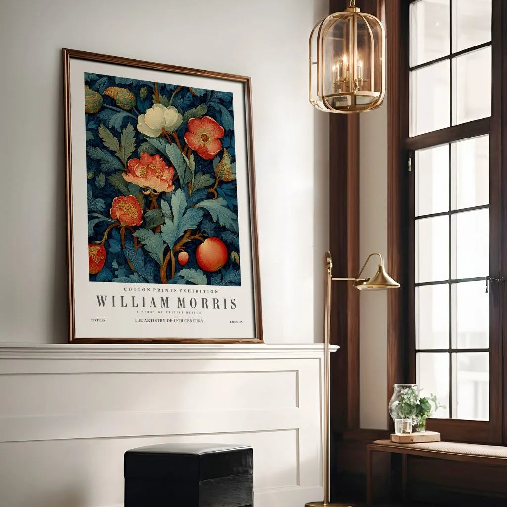 William Morris Poster – Blumenmuster mit Granatapfel und Mohnblumen