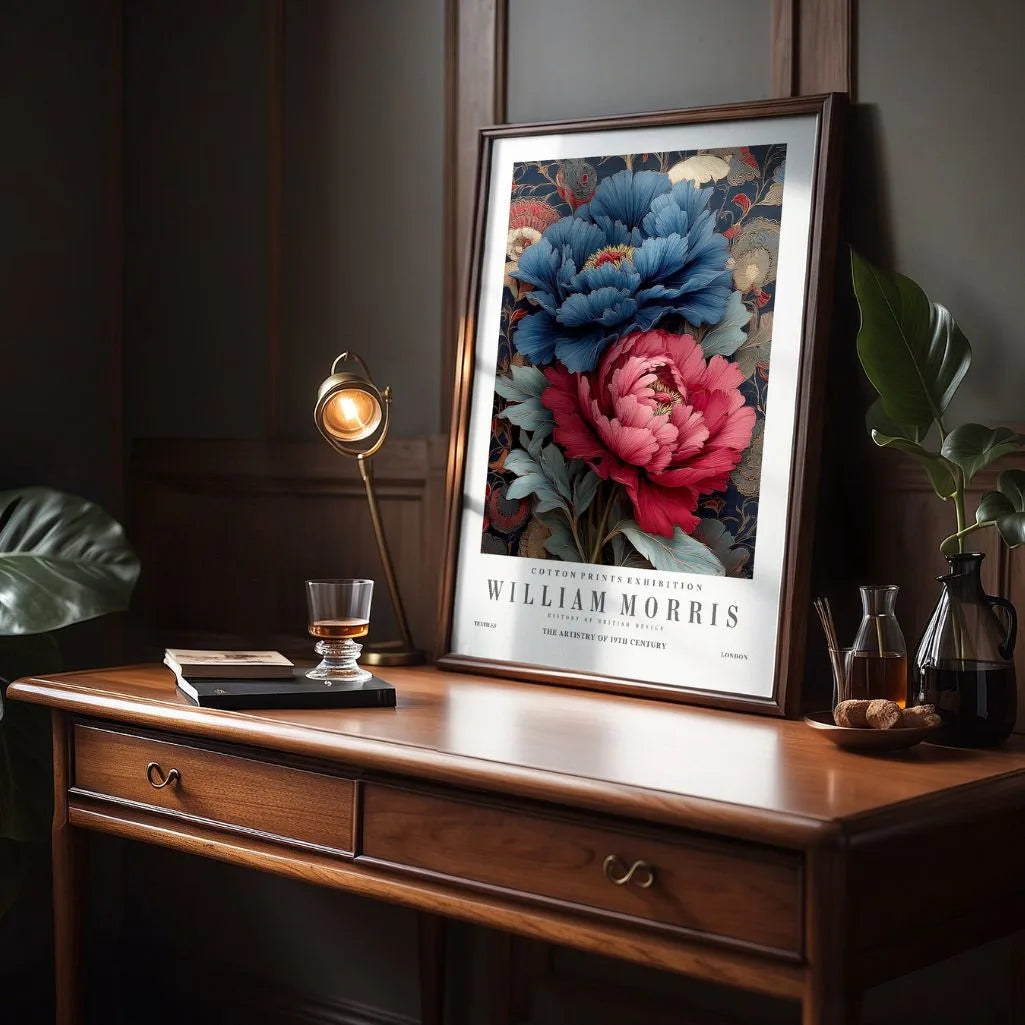 Poster – Marine und Rotblüten