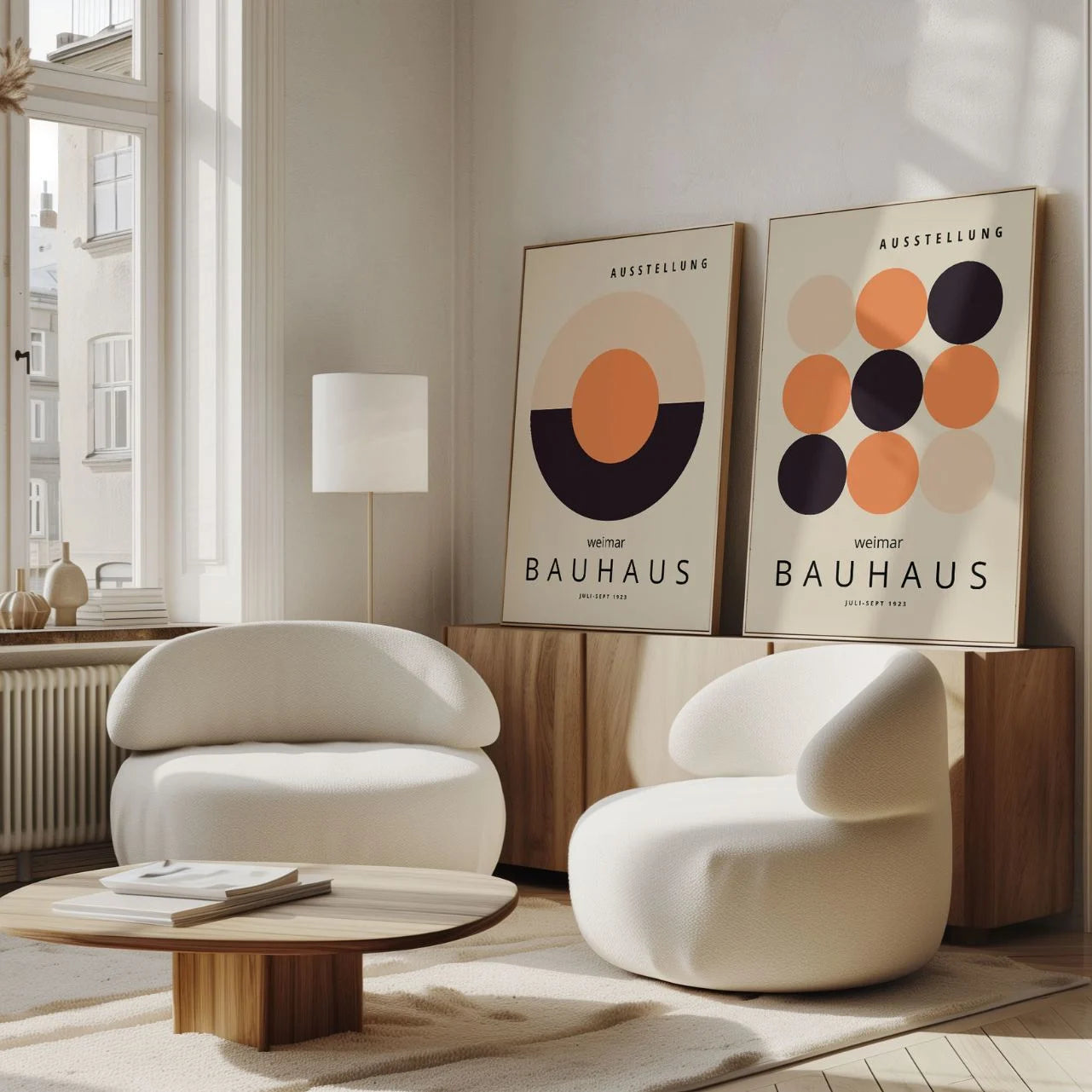 Bauhaus Weimar Poster-Set in Orange und Schwarz