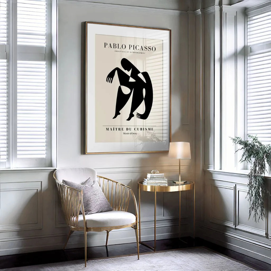 Von Pablo Picasso inspiriertes Poster – Schwarze Silhouette