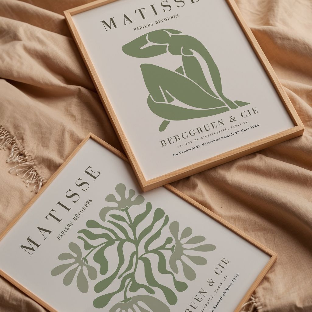 Set mit 2 Matisse-Postern – Grüne abstrakte Ausschnitte