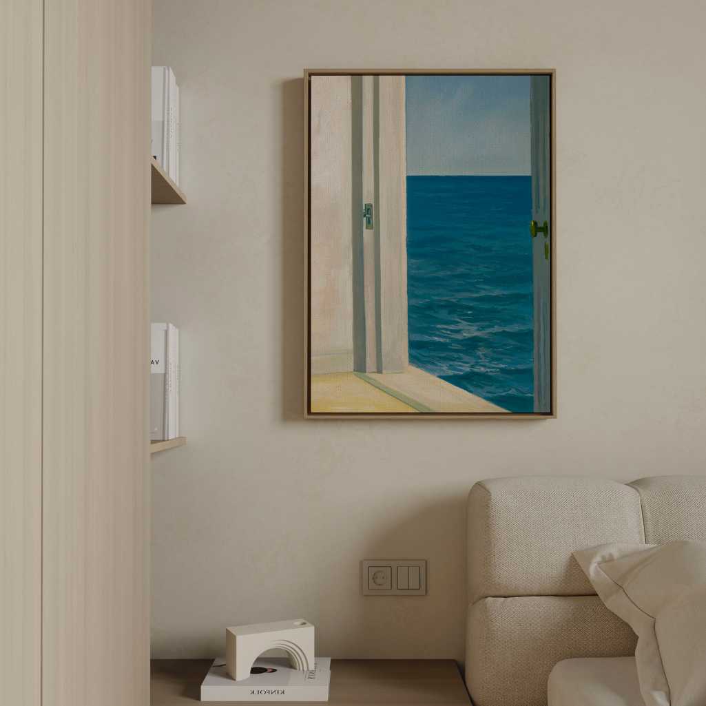 Gerahmtes Leinwandbild – Zimmer am Meer