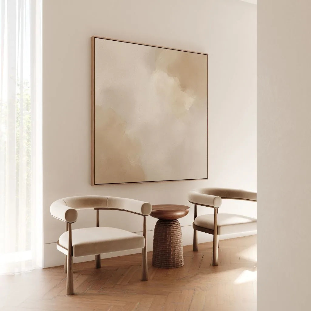 Gerahmtes Leinwandbild – Beiges Abstrakt