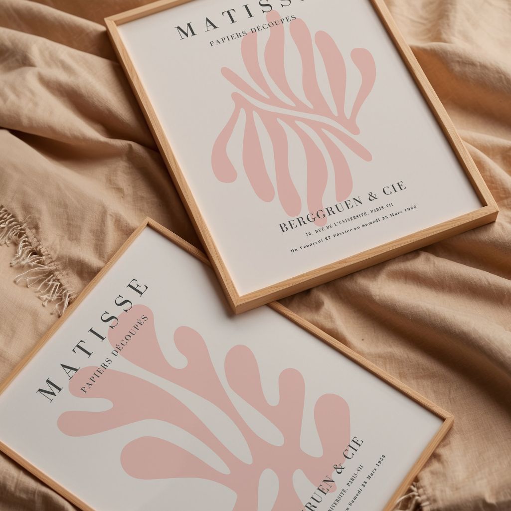 Set mit 2 Matisse-Postern – Pastellrosa Formen