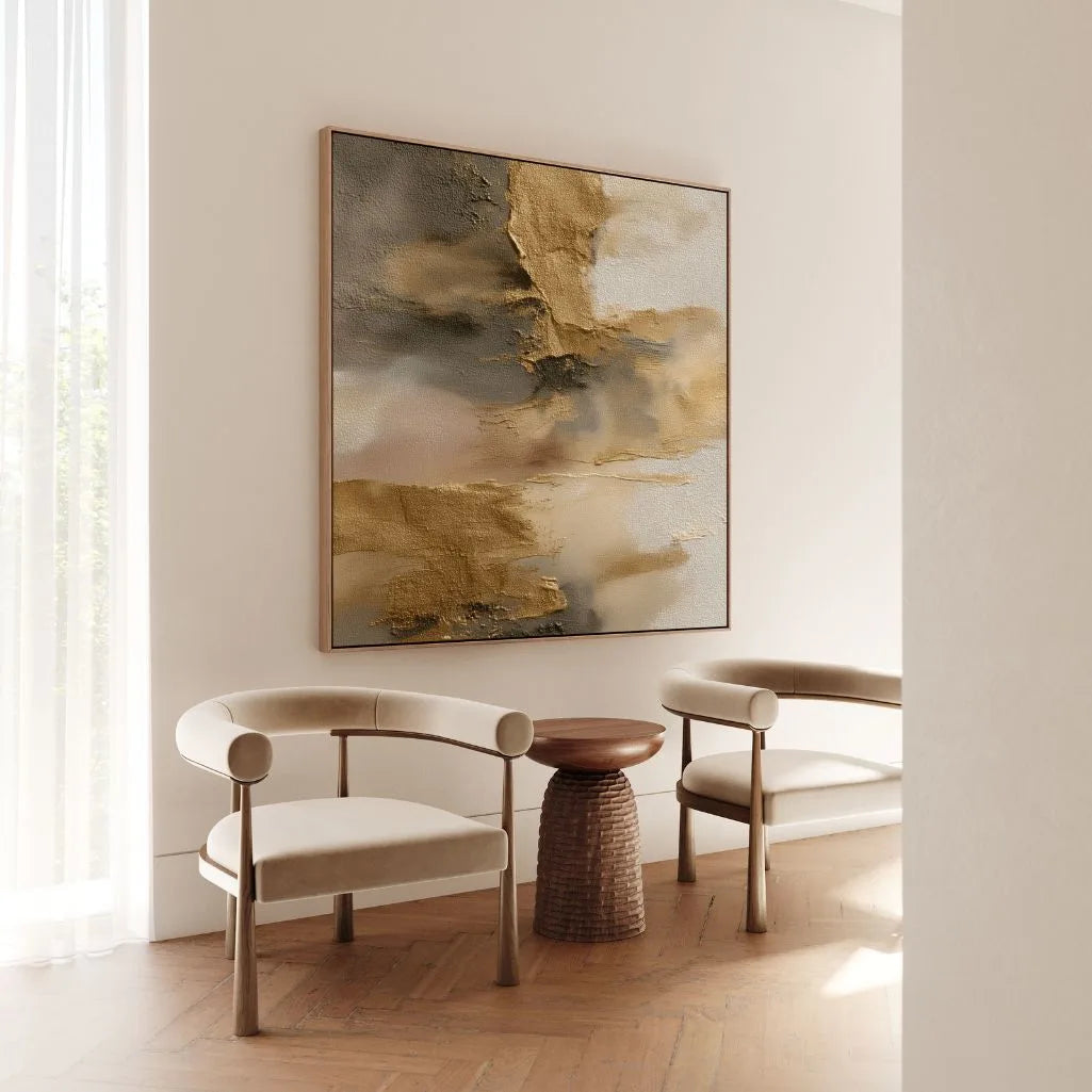 Gerahmtes Leinwandbild – Goldene Reflexionen