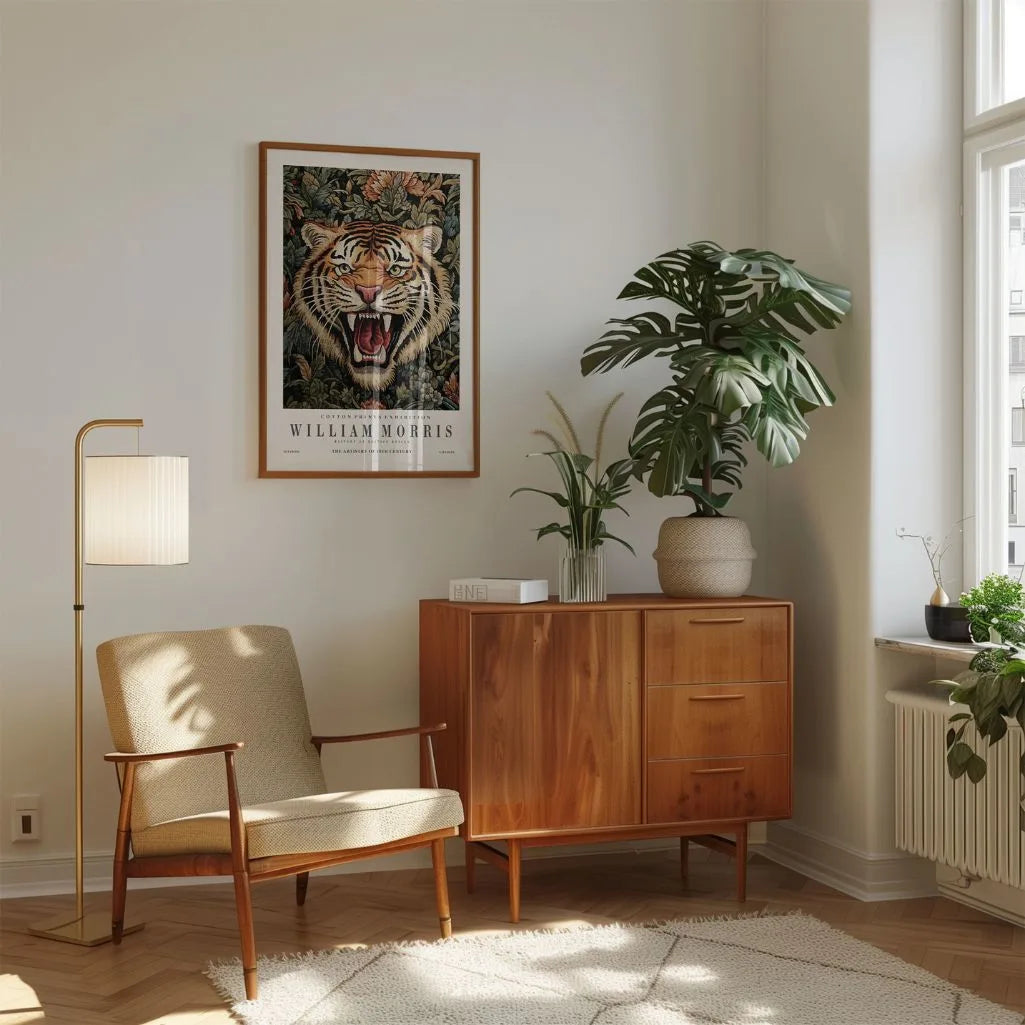 Poster – Tiger im Blumenornament