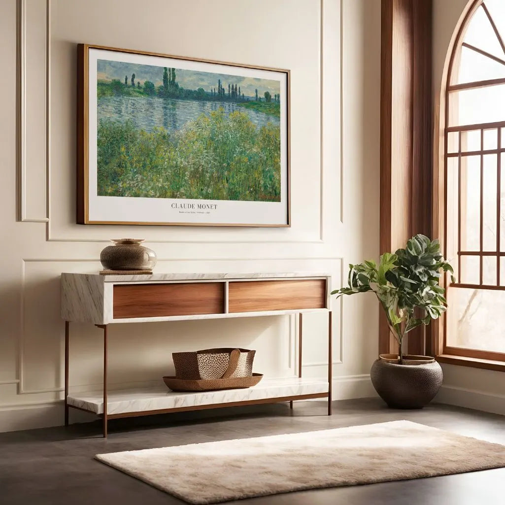 Claude Monet – Ufer der Seine bei Vétheuil Poster