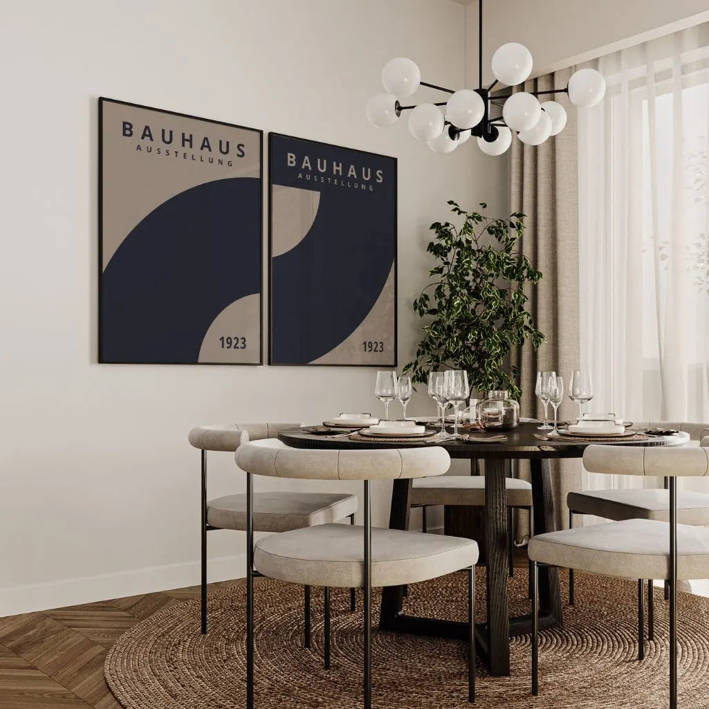 Bauhaus Marineblau Abstraktion – 2er Poster-Set