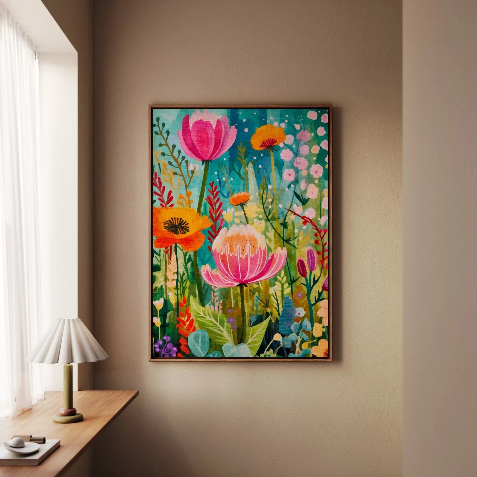 Gerahmtes Leinwandbild – Floraler Tanz