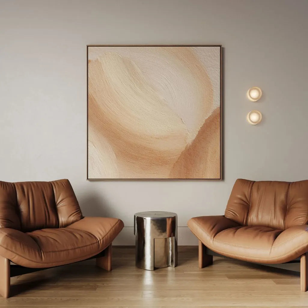 Gerahmtes Leinwandbild – Beige Wellen