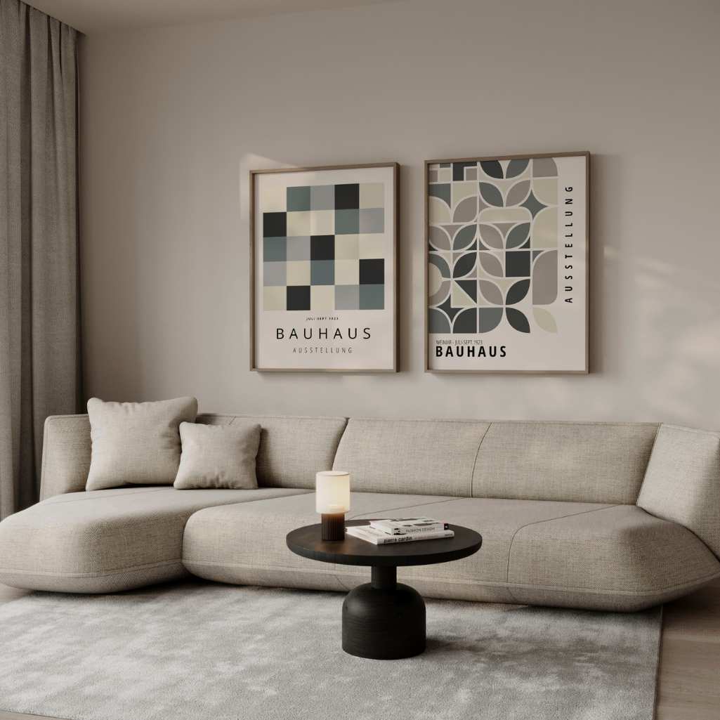 Set mit 2 Bauhaus-Postern, Grau und Beige