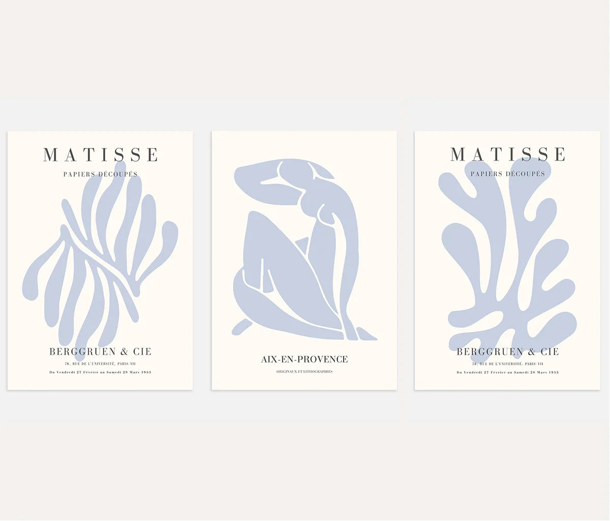 Henri-Matisse-Poster – Set aus 3 Stück „Blue Nu & Organic Forms”