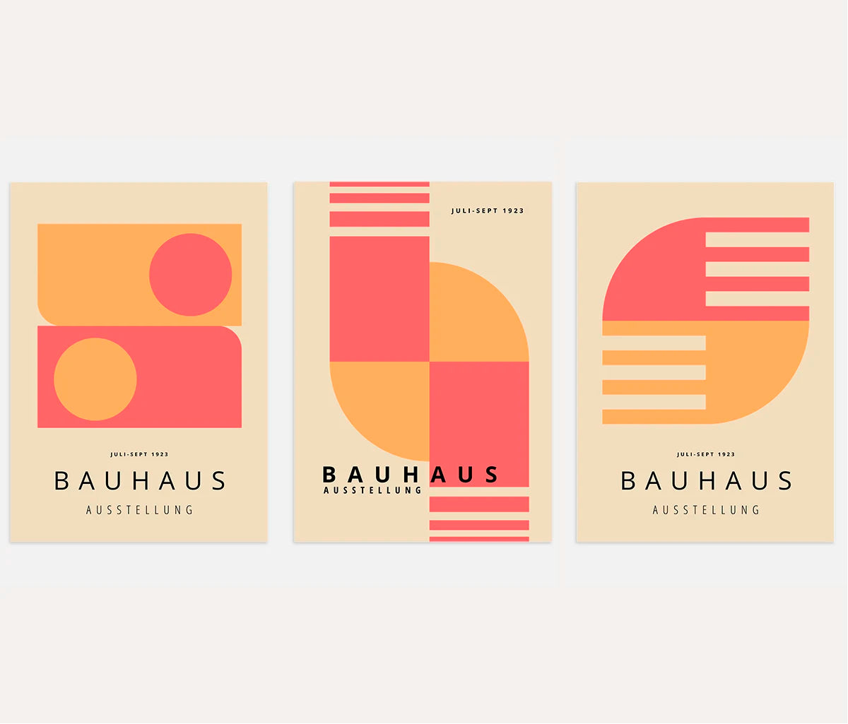 Bauhaus-Poster – Set aus 3 Stück „Weiche Geometrie 1923“
