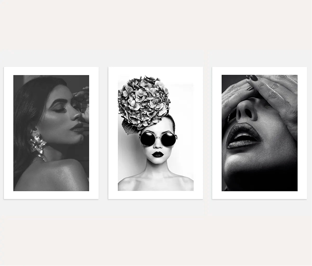 Schwarzweiß Fashion-Porträts – Poster Set (3er)