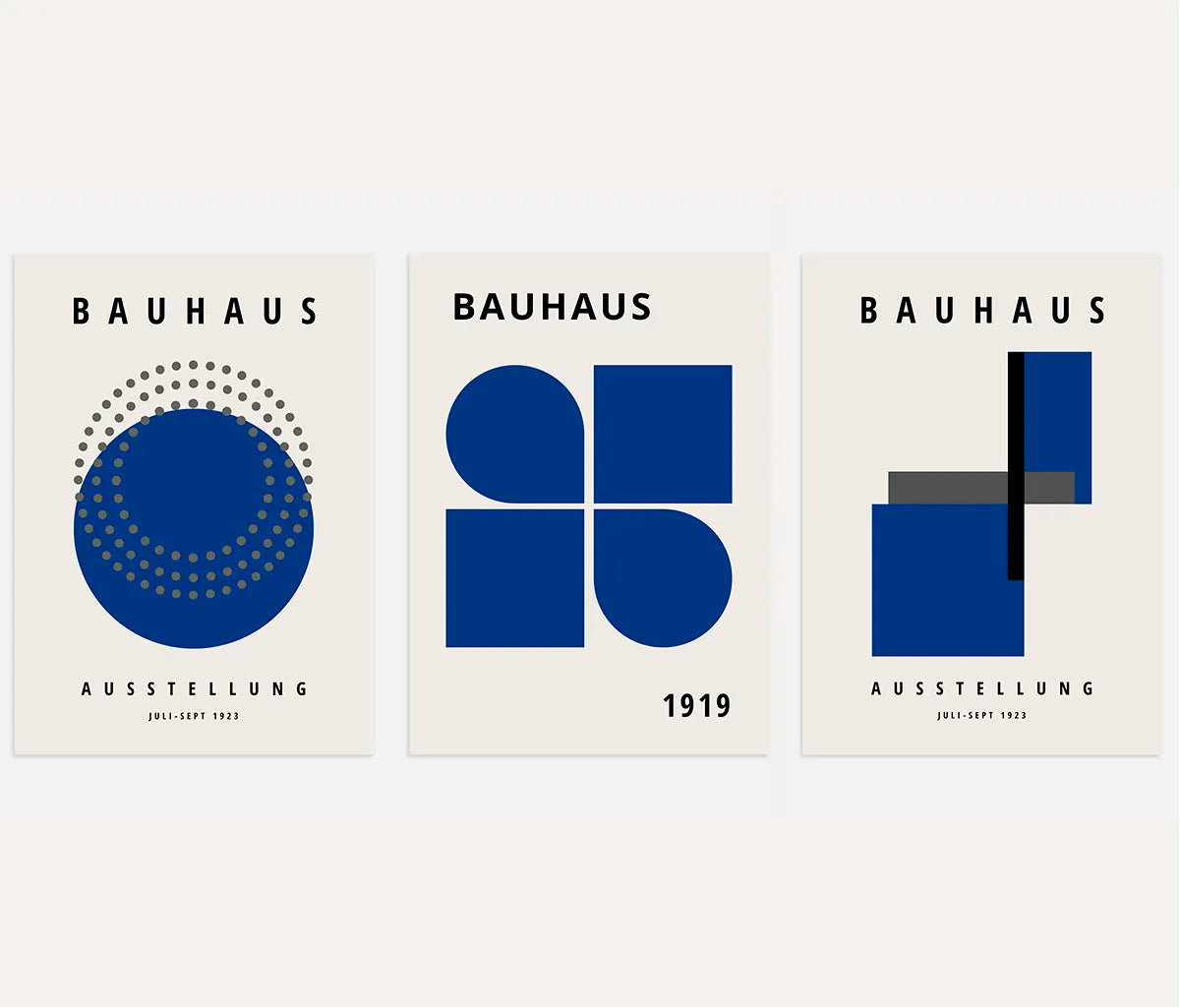 Bauhaus-Poster – Set aus 3 Stück „Marineblauer Puls Weimar“
