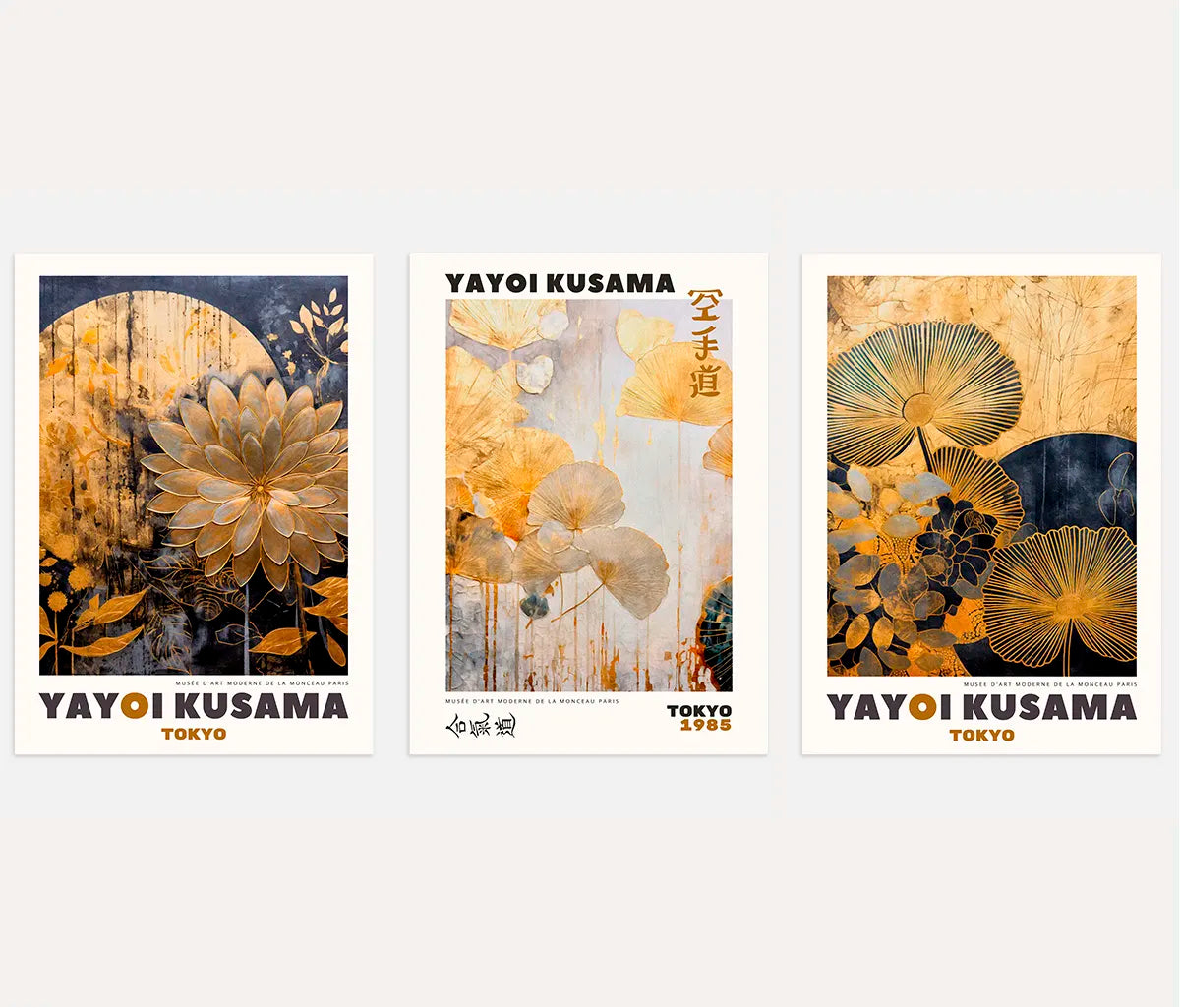 Japanische Blumen Poster mit Gold