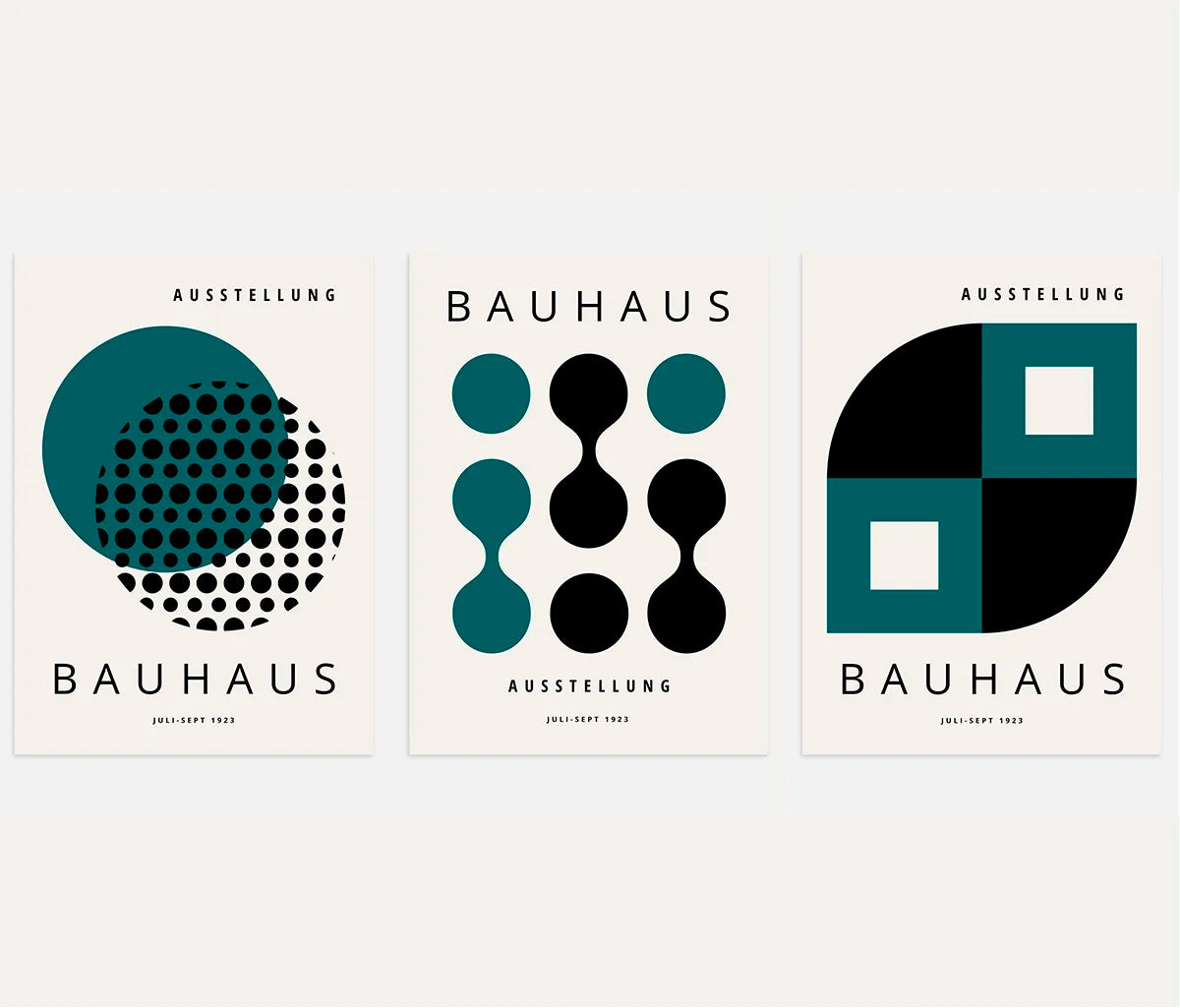 Bauhaus-Poster – Set aus 3 Stück „Kontrast des Grüns Weimar“
