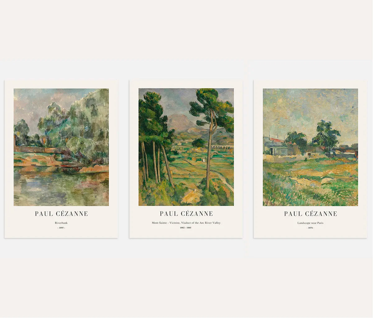 Paul Cézanne – Set aus 3 Postern – Reproduktionen von Landschaften (1876–1895)