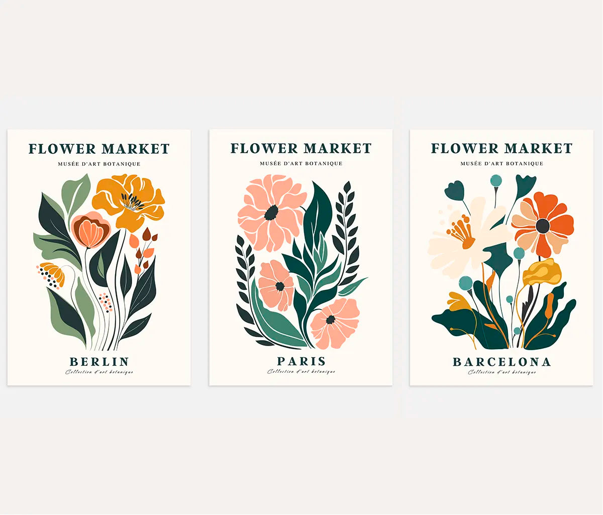 Flower Market Poster – Modernes 3er-Set