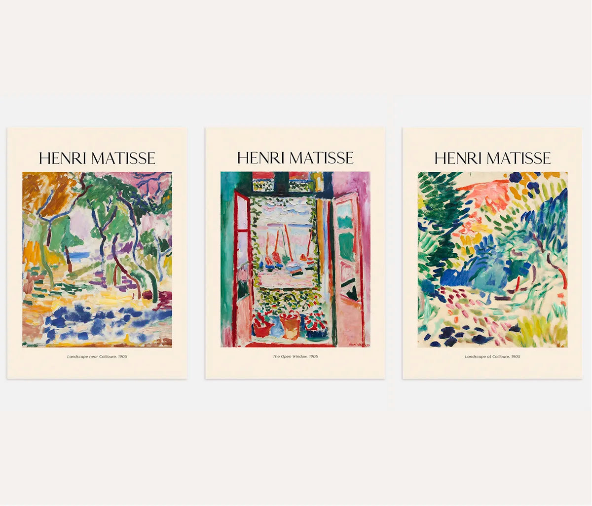 Henri-Matisse-Poster – Set aus 3 Stück „Farbe und Natur in Collioure”