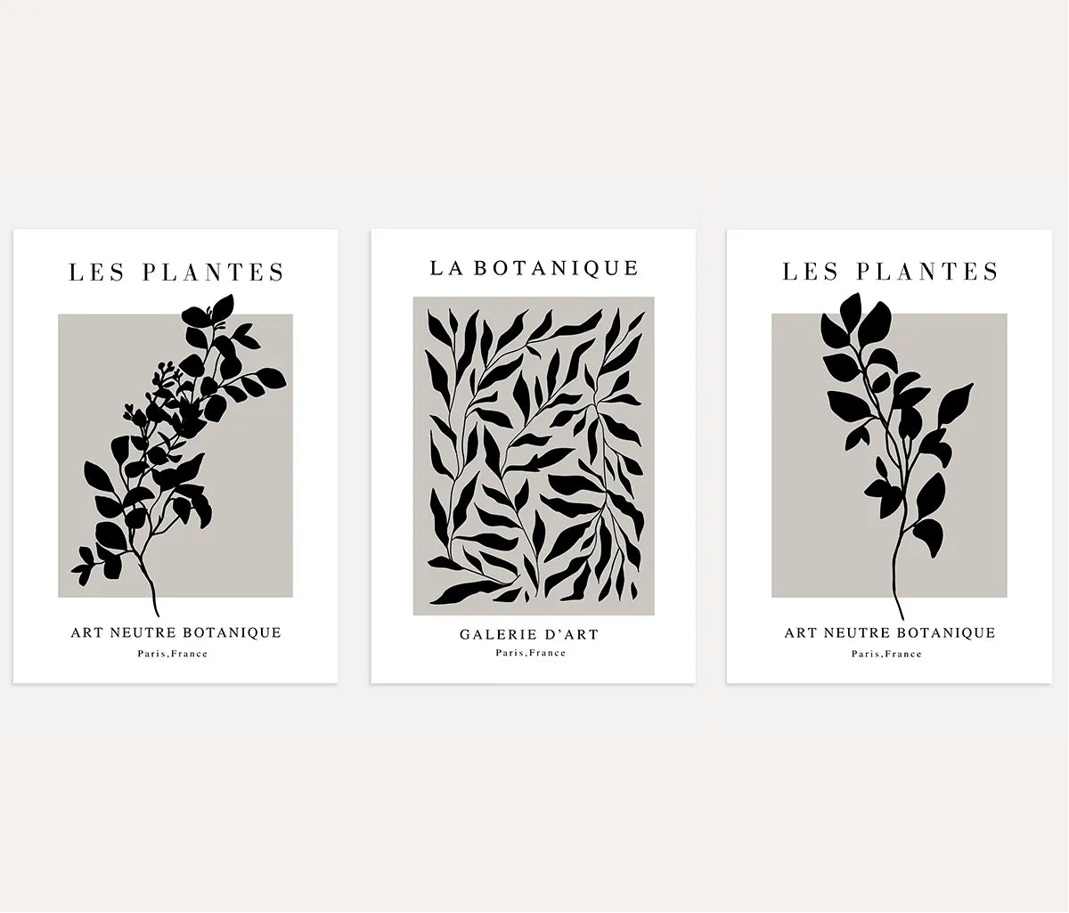 Schwarze Botanical-Silhouetten – Poster Set (3er)