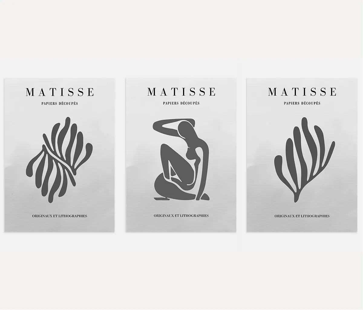 Henri Matisse – Grey Organic · Set aus 3 Postern