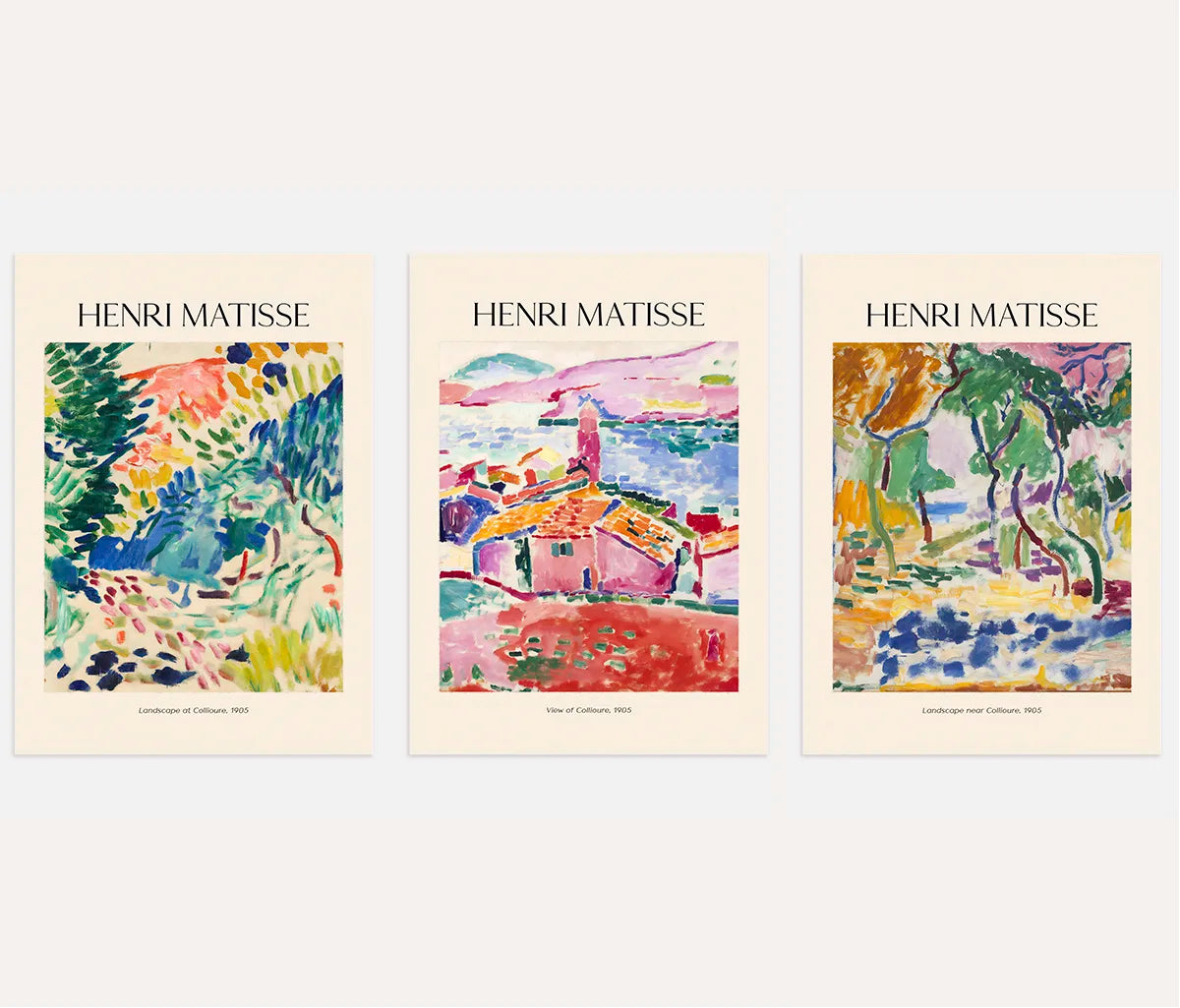 Henri-Matisse-Poster – Set aus 3 Stück „Landschaften von Collioure”