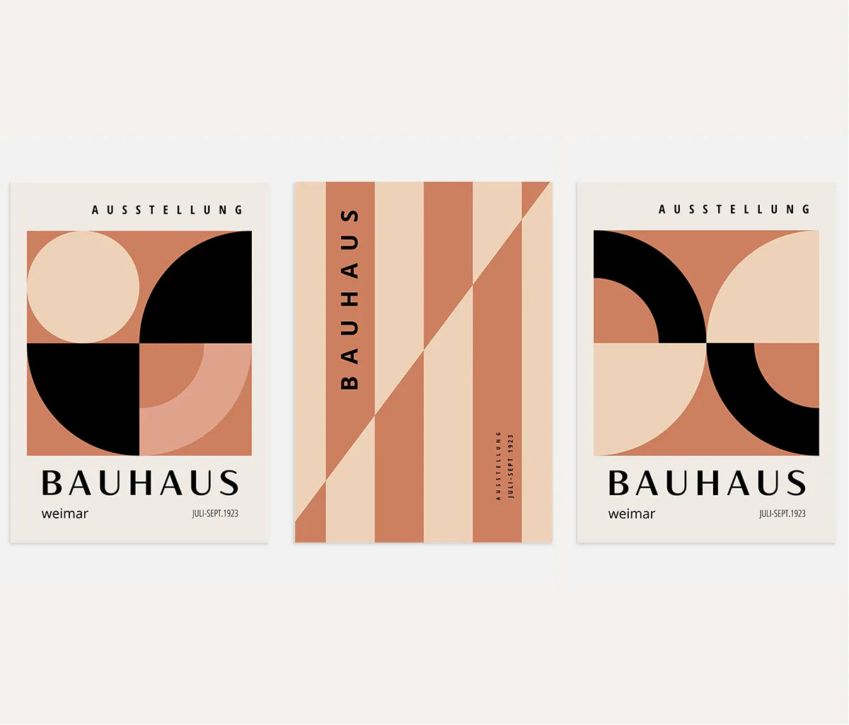 Bauhaus-Poster – Set aus 3 Stück „Warme Geometrie Weimars“
