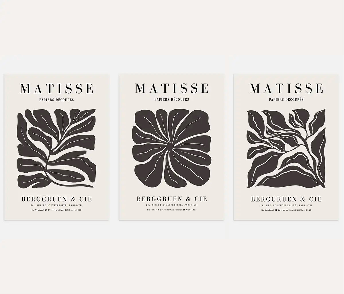 Henri-Matisse-Poster – Set aus 3 Stück „Botanische Abstraktion Brown”