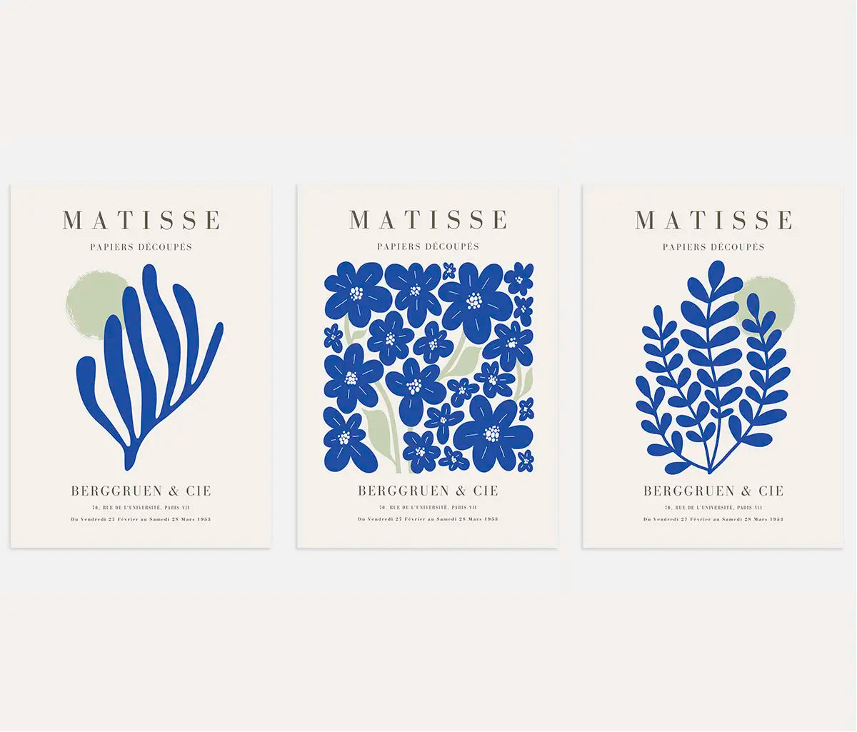 Henri-Matisse-Poster – Set aus 3 Stück „Blau-Grüner Garten der Formen”