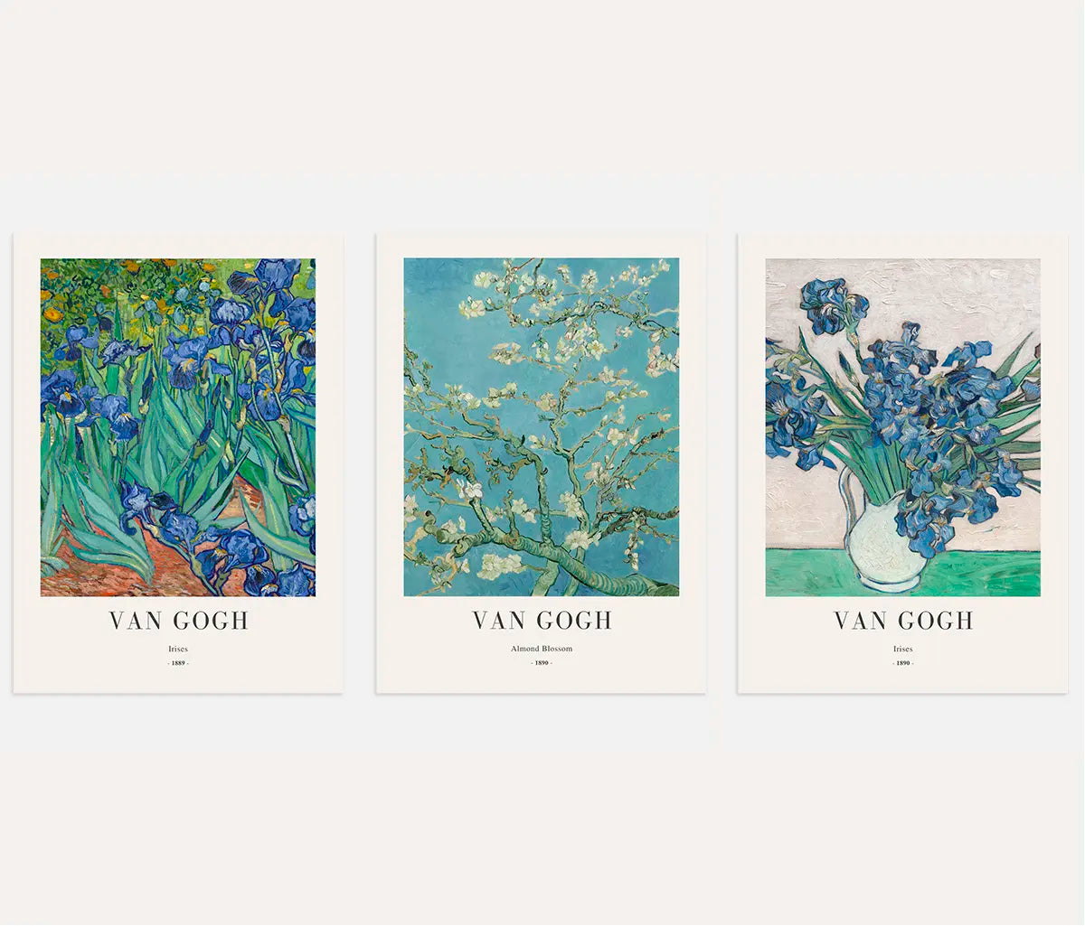 Vincent-van-Gogh-Poster – Set aus 3 floralen Reproduktionen (1889–1890)