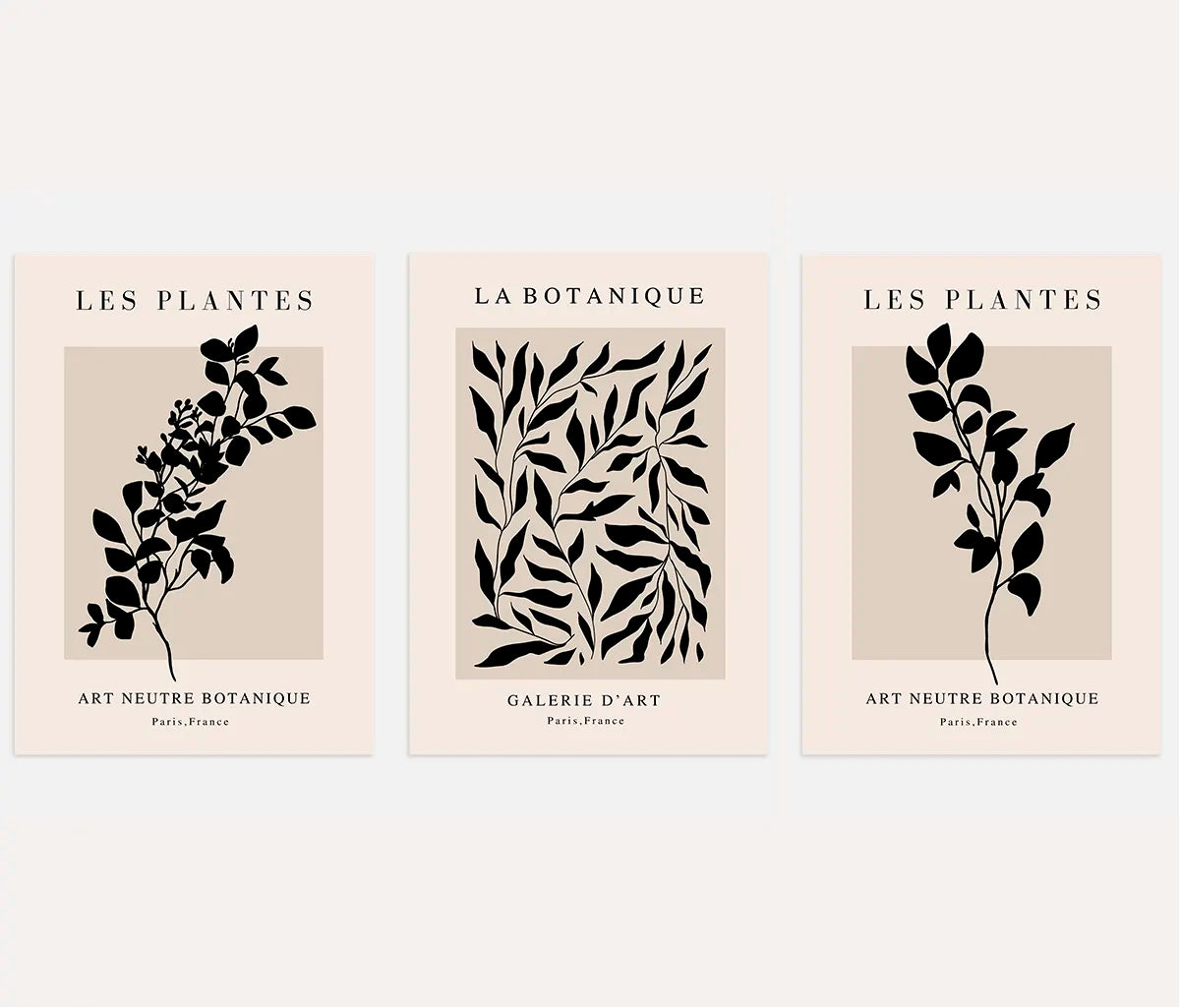 Schwarz & Beige Botanical – Poster Set (3er)